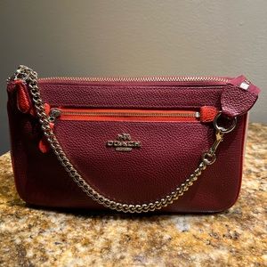 Coach gold tone chain shoulder bag.